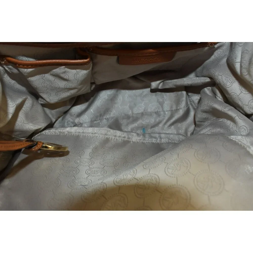 Michael Michael Kors Monogram Drawstrings Backpack Beige/Brown Bag Vintage - Picture 10 of 16